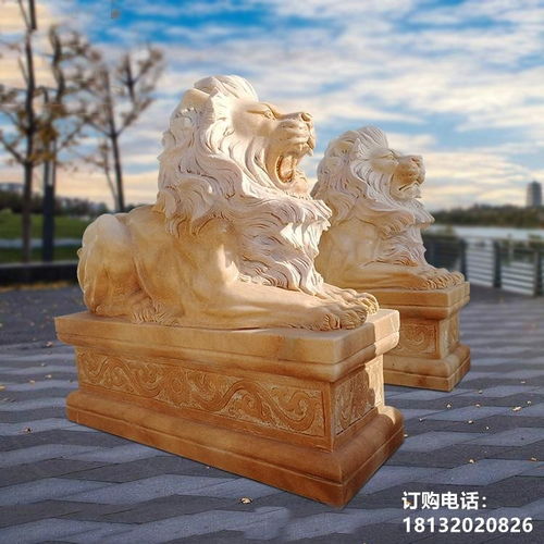 大门石狮子 青海大理石雕塑狮子加工厂